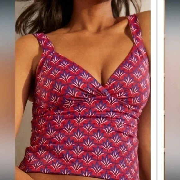 Boden | Pink Red & Blue Talamanca Tankini Swimsuit Swim Top Size 2 XS - Picture 1 of 5